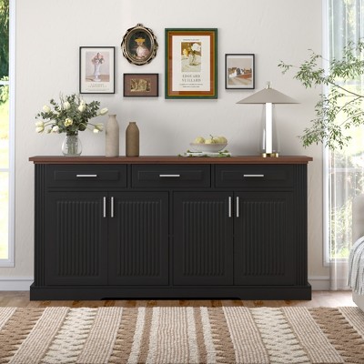 Bella Depot 63" Fluted Farmhouse Sideboard Buffet Cabinet with Storage Drawers