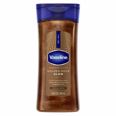Vaseline Glazed & Glisten Vanilla Cocoa Shimmering Gel Body Oil - Golden Hour Glow - 6.8 fl oz