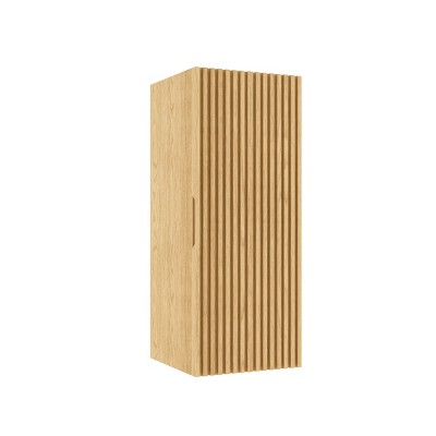 12" Wall-Mounted Floating Striped Bathroom Vanity Side Cabinet with Door and Shelf, (Suitable for BRON Bathroom Vanity), Corolla Oak Woodgrain Color