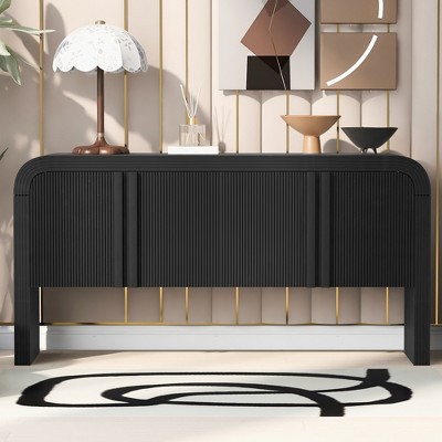 MDF Console Table with Painted Finish, 4 Doors, Adjustable Shelves and Pine Frame, Stylish Entryway Cabinet
