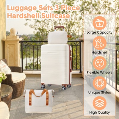3 Piece Carry On Luggage Set With Spinner Wheels, Carry On Suitcase Set With Duffel Bag for Women, Hardside Luggage Airline Approved With Tsa Lock