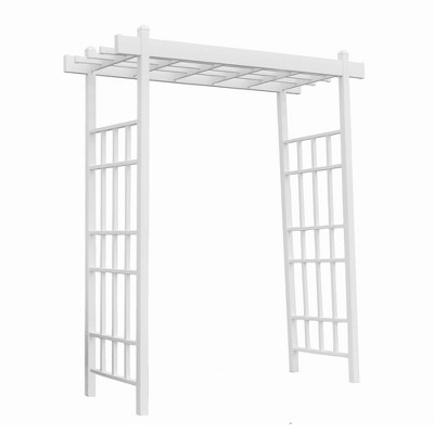 Dura-Trel Bakersfield 28 by 72 by 82 Inch Heavy Duty Weather Stabilized PVC Vinyl Outdoor Garden Arbor with Ground Anchors, White