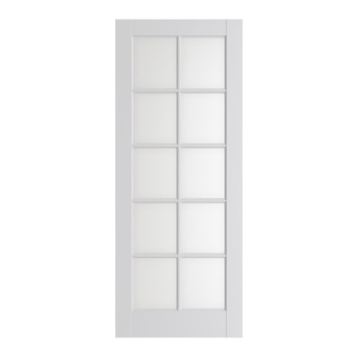 SMARTSTANDARD 80 in. Height Primed White Interior Door Slab, 10-Lite Clear Glass Slab Door, Solid Core Door Without Hardware Kit