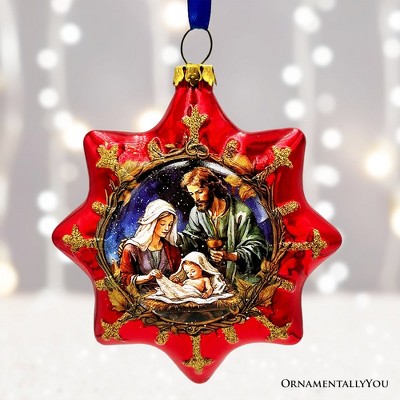 Graceful Nativity Star Glass Christmas Ornament, Unique Christian Religious Decor| OrnamentallyYou