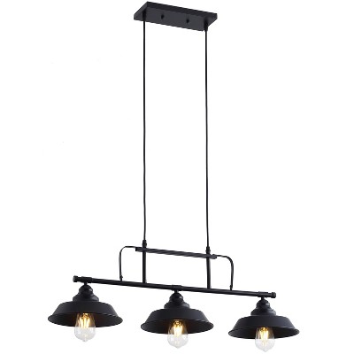 Dewdrop Black 3-Light Kitchen Island Chandelier for Dining Room