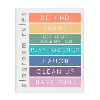 Stupell Industries 15"x10" Bold List of Playroom Rules Kids' Rainbow Stripes Wall Art Unframed