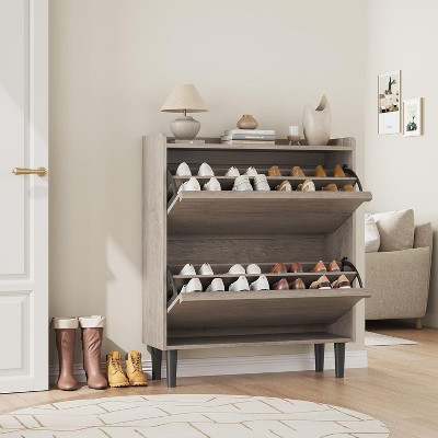 2-Drawer Shoe Cabinet with Adjustable Shelf, Freestanding Flip Drawer Organizer, Hidden Shoe Storage for Entryway, Hallway & Living Room