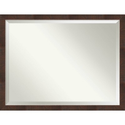 43" x 33" Wildwood Narrow Framed Wall Mirror Brown - Amanti Art: Modern Rectangle Beveled, Polystyrene Frame, No Assembly Required