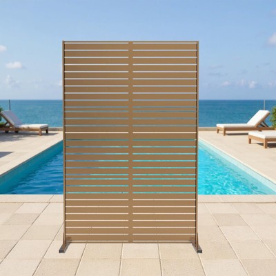 Metal Privacy Screen Outdoor 71"x47", Freestanding Decorative Privacy Fence Panel for Patio, Balcony, Deck, Garden, Indoor, Yellow