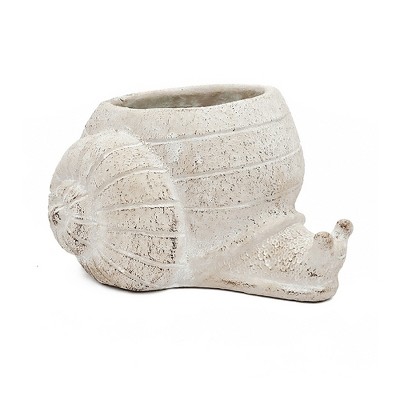 Chery Life Decorative Sand and Cement Snail Planter with Textured Beige Finish