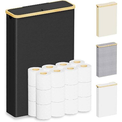 Toilet Paper Storage Organizer with Lid, Holds 24 Regular Rolls or 18 Mega Rolls, Slim Bathroom Organizer