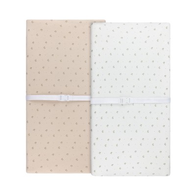 Aurora Fitted Sheet Set - 2 pk - 100% Jersey Knit Cotton - Floral Printed