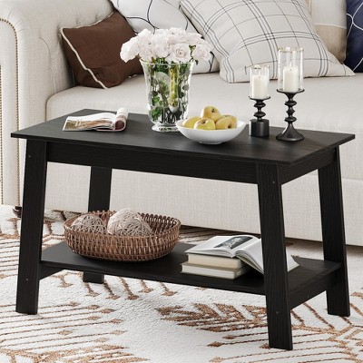 Stylish 31.5" Coffee Table with Open Shelves - 2-Tier Modern Industrial Design