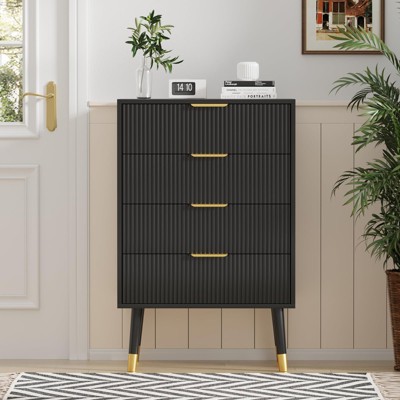 4 Drawer Dresser for Bedroom, Modern Closet Dressers Chest of Drawers, Wood Storage Dresser