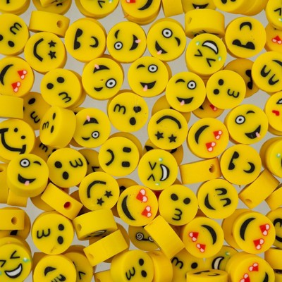 John Bead 120ct. 1mm Yellow Emoji Face Polymer Clay Beads