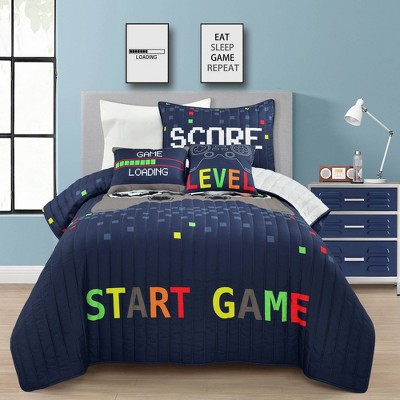 Kids' Video Games Quilt Set Navy Blue - Lush Décor
