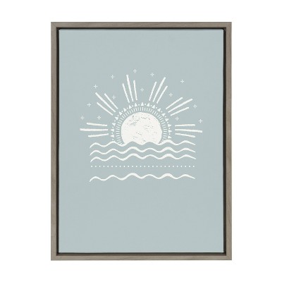 18" x 24" Sylvie Sun Beach Tropical Surf Framed Wall Canvas Gray - Kate & Laurel All Things Decor