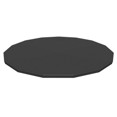 Bestway Flowclear PVC Round 14 Foot Pool Cover for Above Ground Frame Pools with Drain Holes and Secure Tie-Down Ropes, Black (Cover Only)