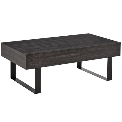 43.25" Wood Mid-Century Modern Coffee Table with Storage Drawer and Metal Sled Legs for Living Room