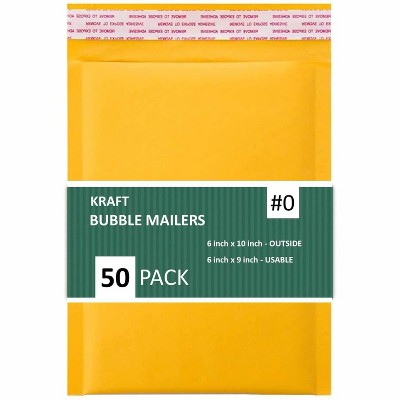 Link #0 6" X 10" Kraft Paper Bubble Mailers Padded Self Seal Shipping Envelopes Pack of 10/25/50/100/250