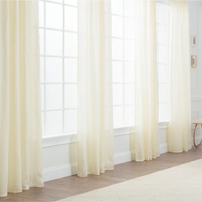Chanasya 2pk Faux Belgian Flax Semi Sheer Window Curtain Panels - Set of 2