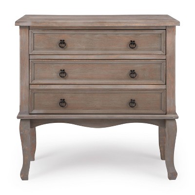 Thomas 3 Drawer Chest Gray - ClickDecor: Traditional Ash Wood Accent Cabinet with Anti-Tip Hardware