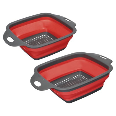 Unique Bargains Collapsible Colander Set Square Foldable Food Strainer with Handle Space Saving Design
