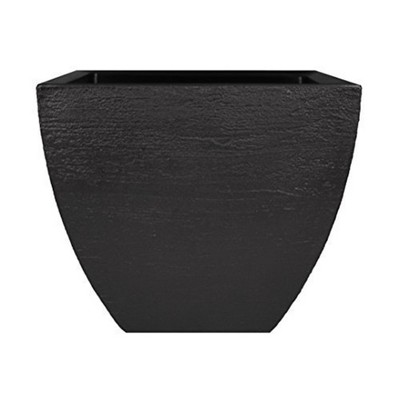 Tusco Products Modern Planter, Short Square, Black, 20" x 16"