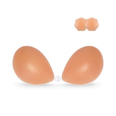 Niidor Adhesive Bra Strapless Sticky Invisible Push up Silicone Bra for Backless Dress with Nipple Covers