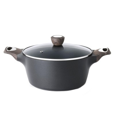 Itopfox Nonstick Stock Pot with Lid, Healthy Soup & Pasta Pot, Large Deep Cooking Pot for Stews & Sauces, Induction Compatible, PFOA PFOS Free, Black
