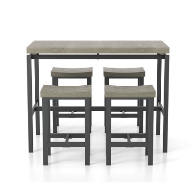 5pc Kaystone Curved Seats Counter Dining Table Set Gray/Black - HOMES: Inside + Out: Industrial Style, Wood Veneer, Metal Frame