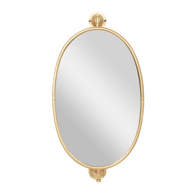 Industrial Wood Oval Shaped Wall Mirror - Olivia & May