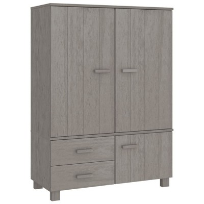 vidaXL HAMAR Wardrobe Light Gray 39"x17.7"x53.9" Solid Wood Pine