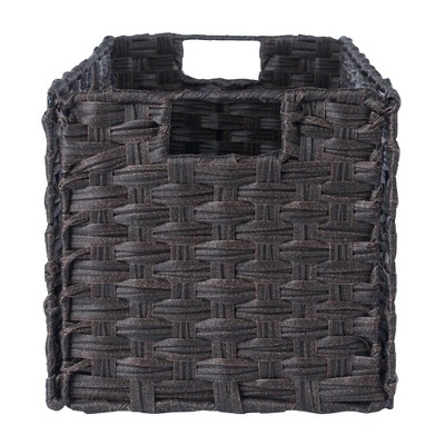 3pc Melanie Woven Fiber 2 Small and 1 Large Basket Set Chocolate - Winsome: HDPE Material, Rectangle Shape, Spot Clean