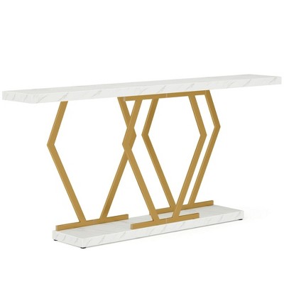 Resenkos Entryway Table, Console Sofa Table,70.9" Console Table, Modern Sofa Table with Faux Marble Tabletop,Faux Marble  & Gold