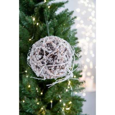 Syemin Decorative Objects Iced Twig Ball Decorative Christmas Tree Ornaments for Holiday Party Decorations Set of 4, Brown, 5"*5"*5"