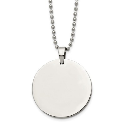 Chisel Stainless Steel Brushed and Reversible Round 4mm Dog Tag on a 24" Ball Chain Necklace