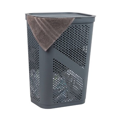 Mind Reader Perforated Plastic Hamper with Lid 60 Liter/16 Gallon