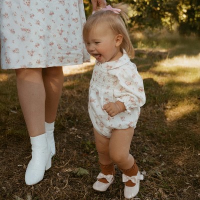 Organic Smocked Bubble Romper - Rustic Rose