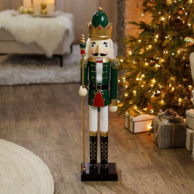Fun Express Large Classic Wood Holiday Nutcracker with Scepter, 3 Ft