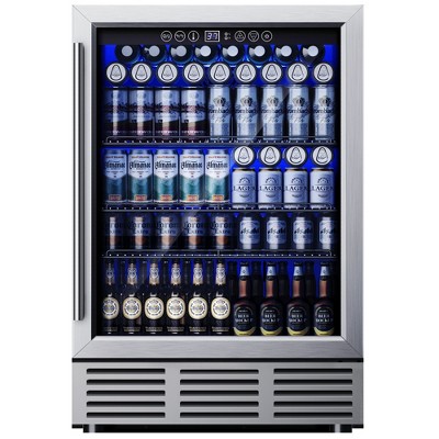 Simzlife 5 cu. ft./180 Cans Mini Beverage Refrigerator, Fridge Cooler with Glass Door, Adjustable Shelves, Digital Control,Reversible Door