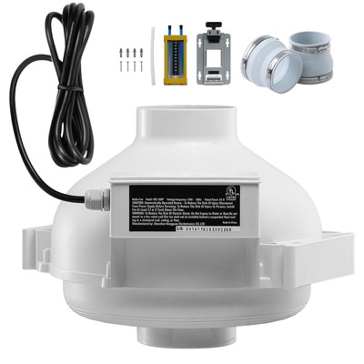 VEVOR 4 to 4.5 inch Radon Fan Installation Kit, Quiet 260CFM Radon Mitigation Fan System Kit with 2 Couplers, Pressure Indicator, Silver