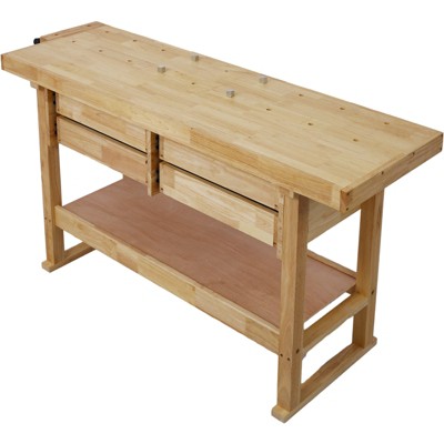60in Workbench with 4 Drawers Wooden Workbench for Garage Workshop and Home