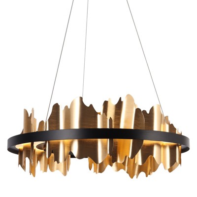 LNC Synthienniser 1-Lights 23.6" Mid-Century Modern Luxury Integrated LED Drum Chandelier,Black and Gold