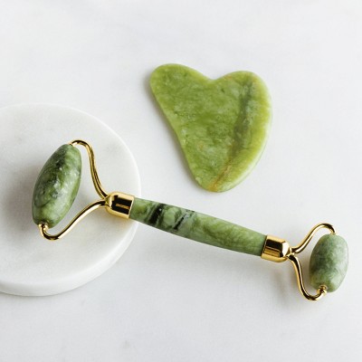 Beautimate Jade Roller and Gua Sha Set – Natural Facial Massage Tools for Lymphatic Drainage, Circulation, and Radiant Glow