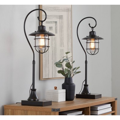LumiSource: Landen 33" Adjustable Height Metal Task Lamps, Set of 2, UL Listed, Beige Drum Shade