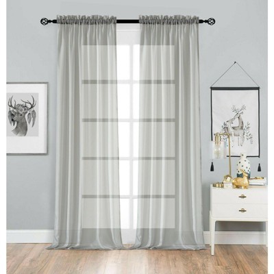 Kate Aurora 2 Pack Basic Home Rod Pocket Sheer Voile Window Curtains