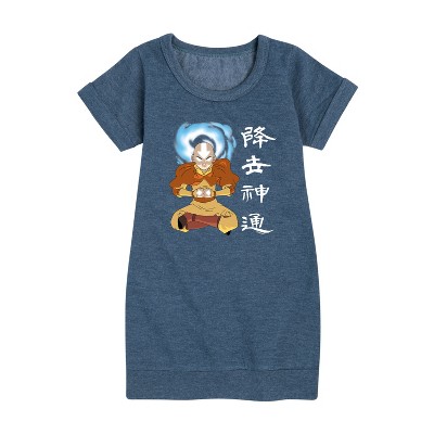 Girls' - Avatar: The Last Airbender - Aang Avatar State Graphic Short Sleeve Fleece Dress