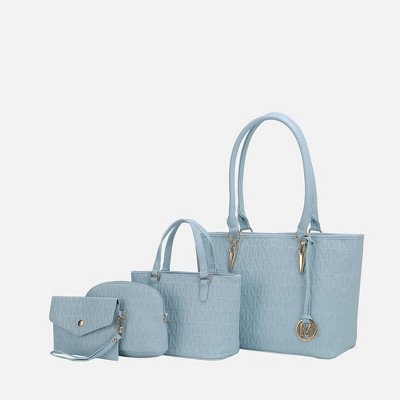 MKF Collection Edelyn Embossed M Signature Vegan Leather Women’s Tote Bag by Mia K – 4 Pcs set