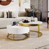 Modern Round Nesting Coffee Table with Drawers in White - 3 of 4